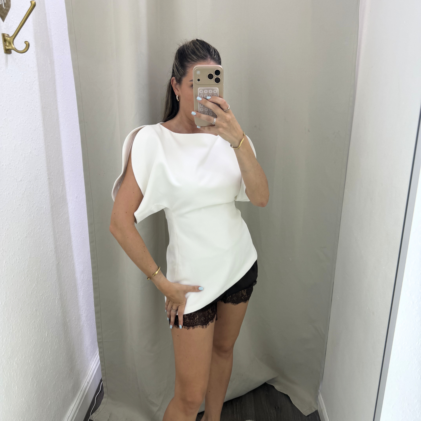 White Statement Sleeve Top