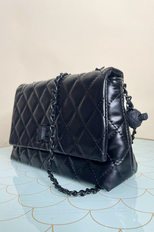 Quilted padded black across body bag