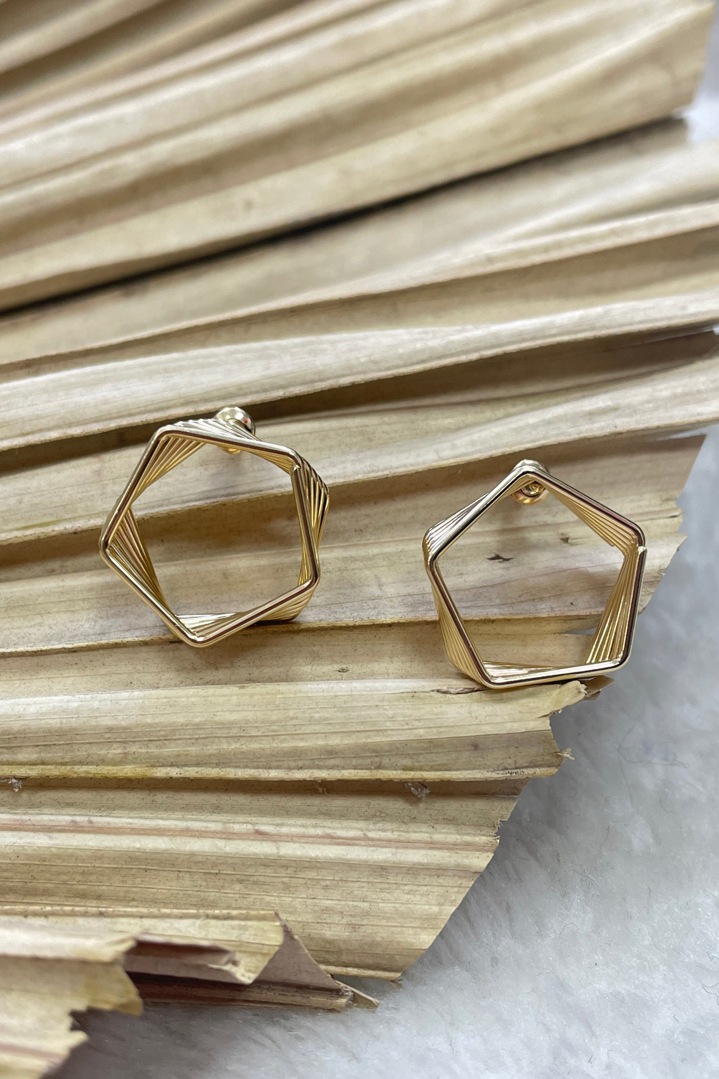 Gold Pentagon Illusion Earrings