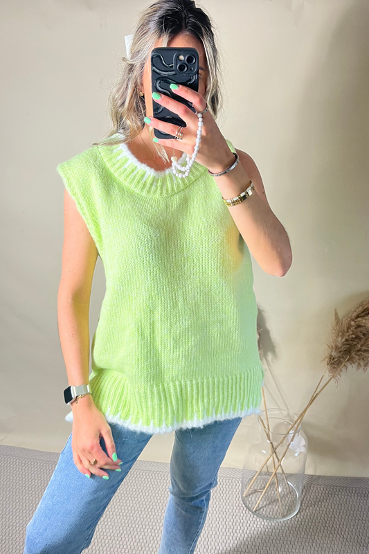 Lime knit sleeveless top