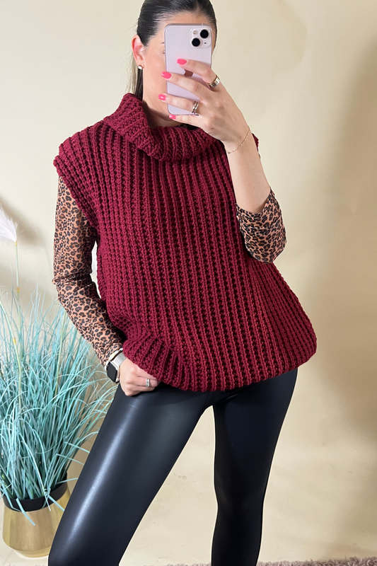 Sleeveless Roll Neck Jumper - Variant colours