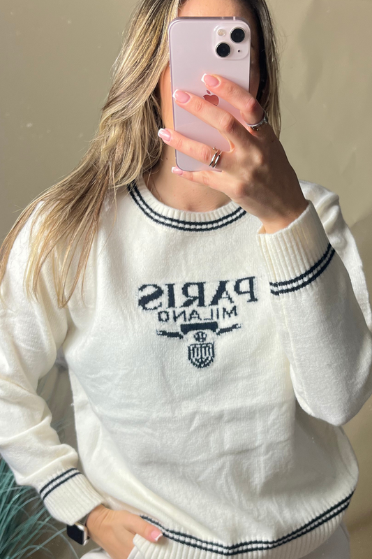 Paris slogan cream jumper