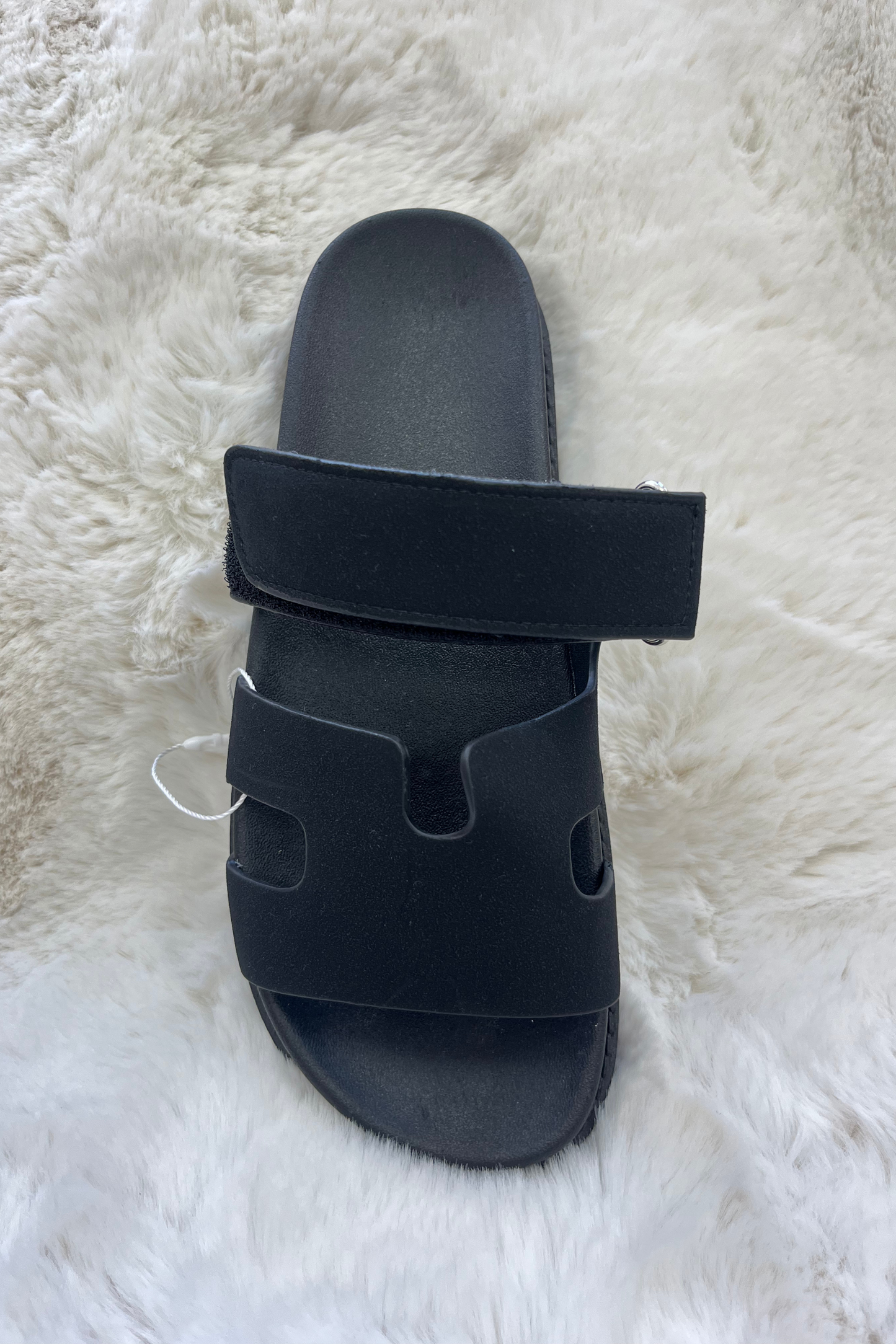 Black Gladiator Flat Strap Velcro Sandals
