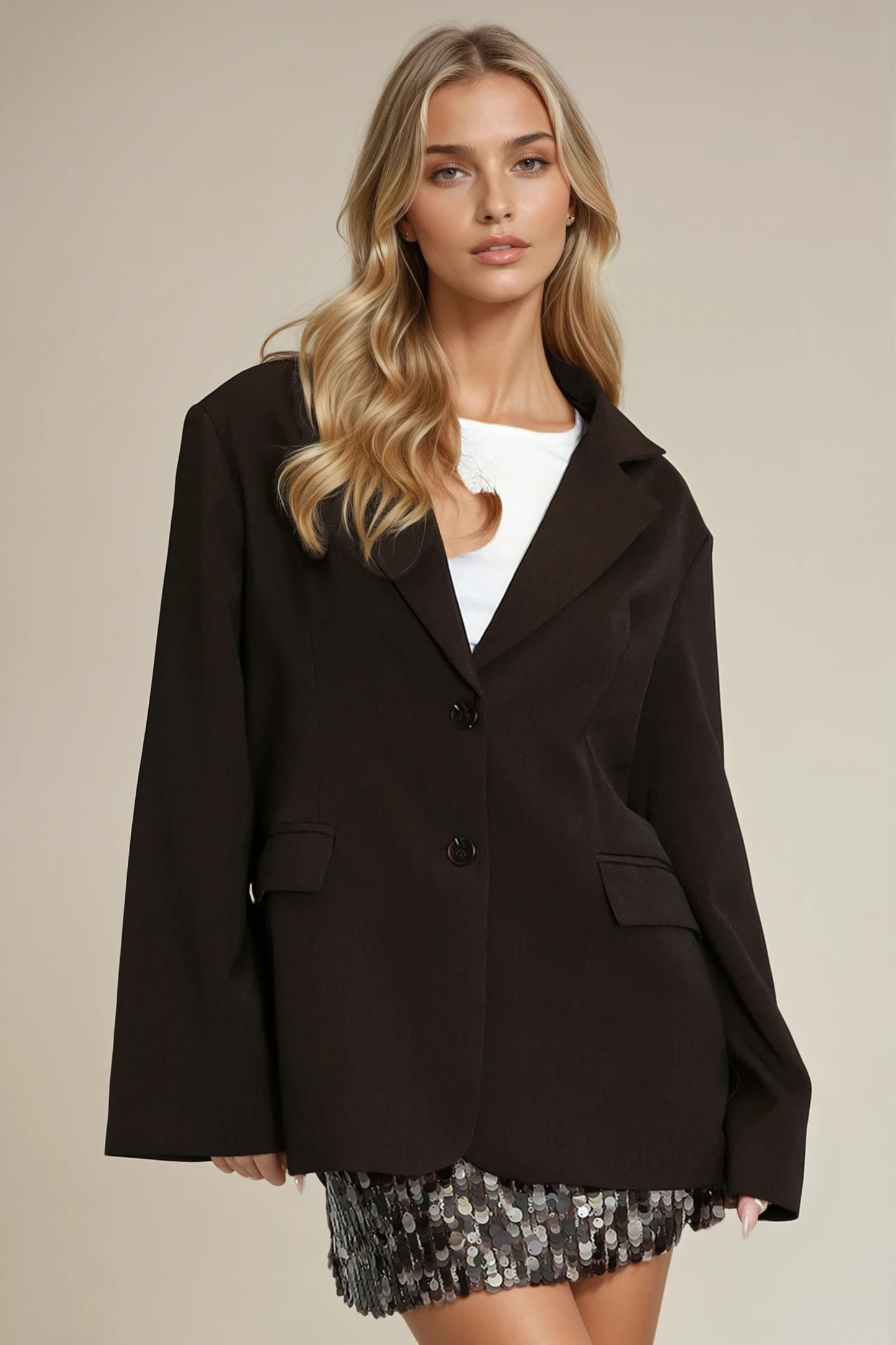 Brown oversized double button blazer