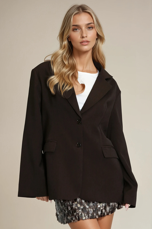 Brown oversized double button blazer