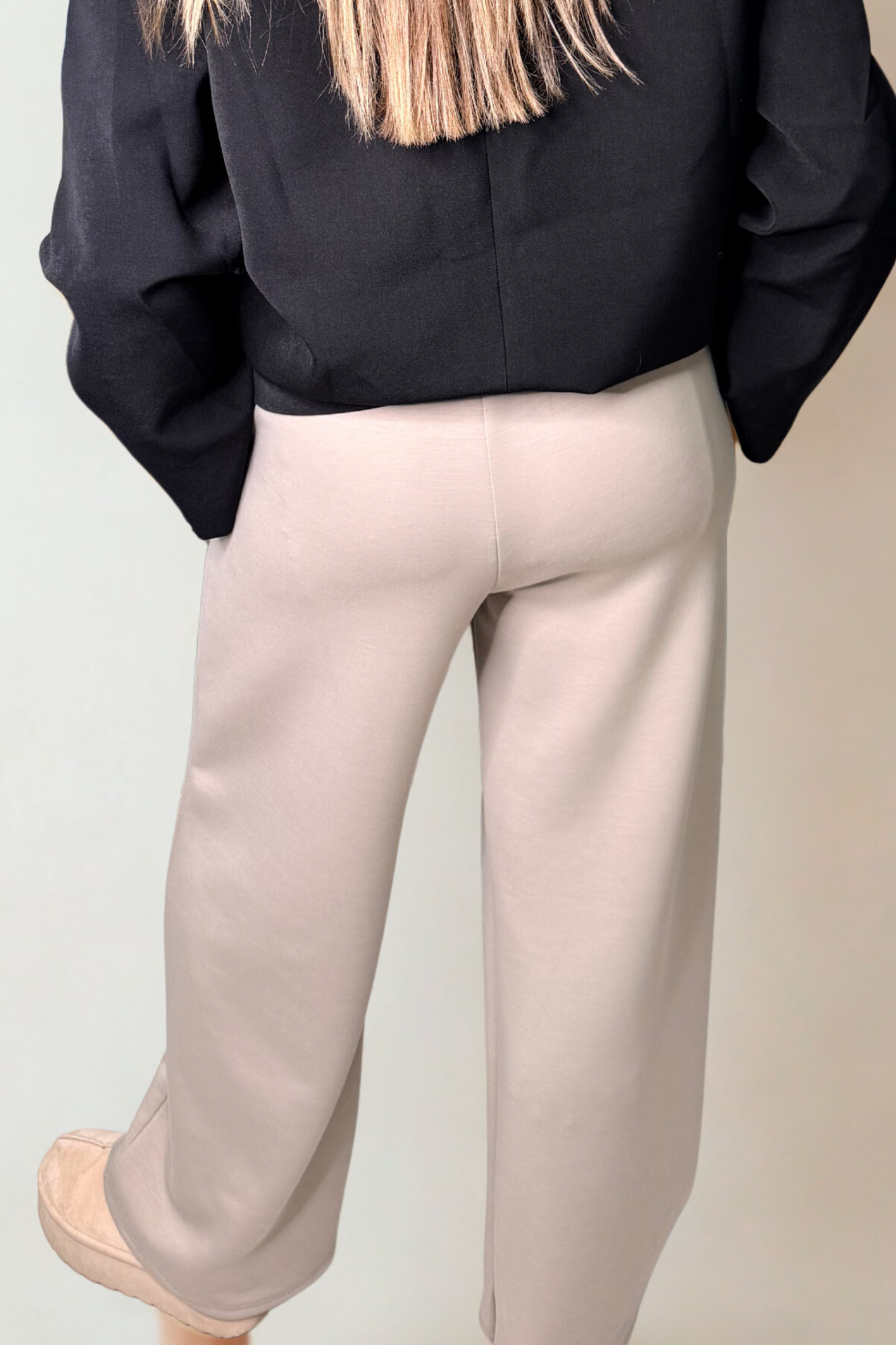 Beige or Black Floaty Trousers with Drawstring Waist