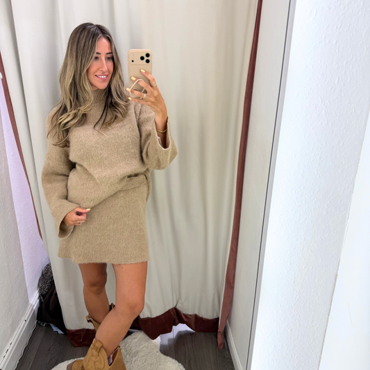 Mohair Fluffy Knit Jumper & Skirt Set