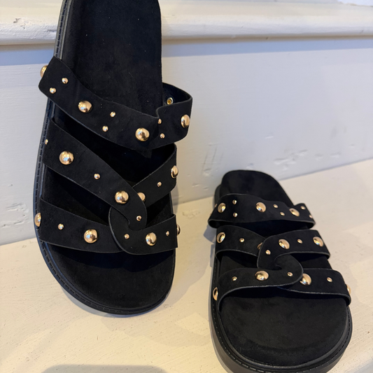 Black Gold studded sandal