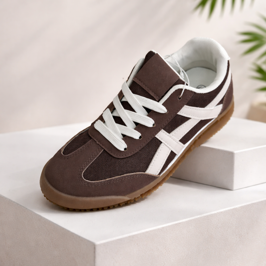 Brown & cream contrast trainers