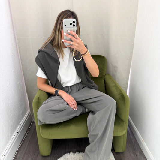Grey Relaxed Drawstring Trousers