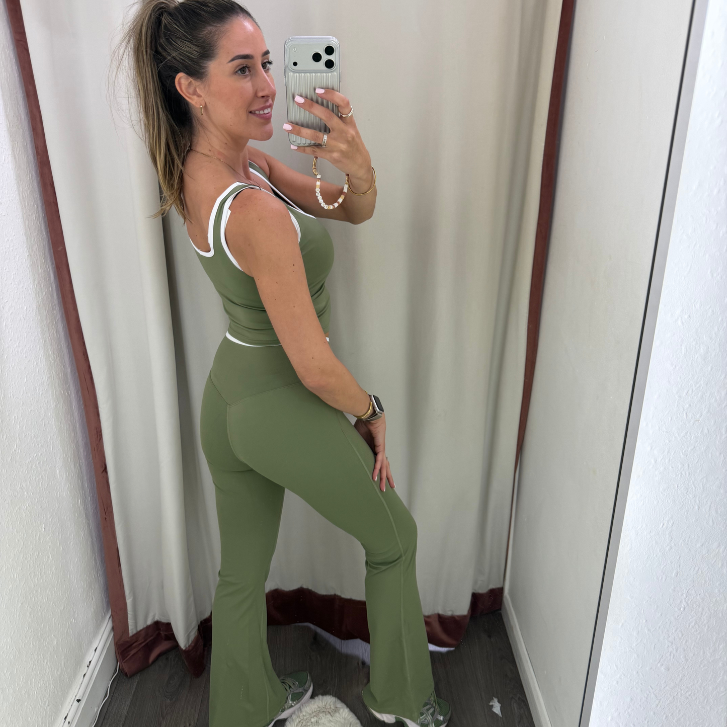 Khaki Contrast Trim Active Set