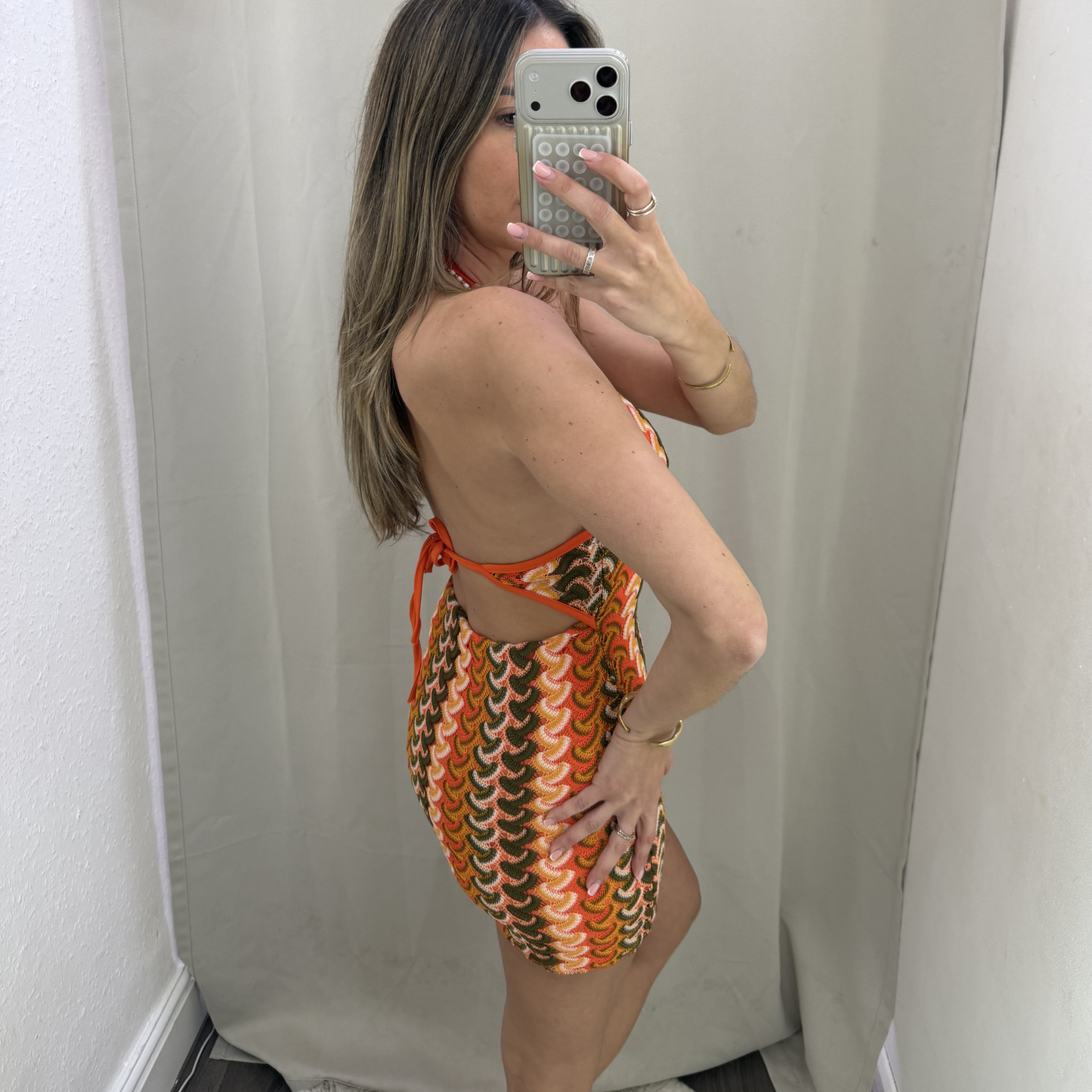 Retro Knit Halterneck Mini Dress