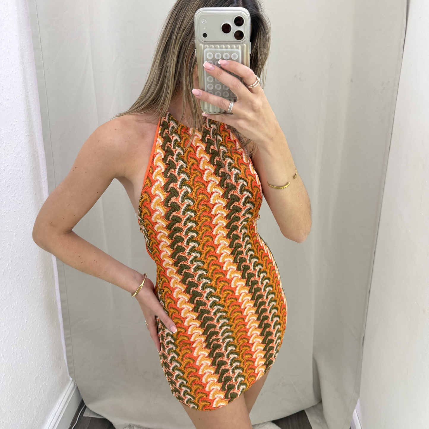 Retro Knit Halterneck Mini Dress