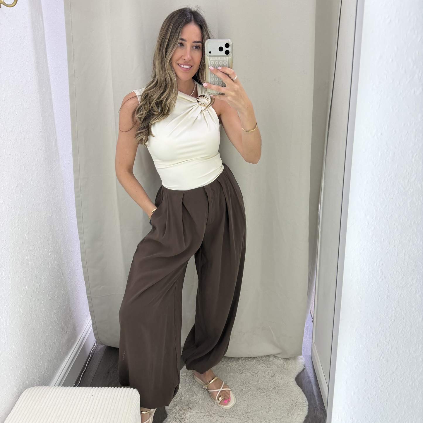 Gold Detail Cream Bodysuit