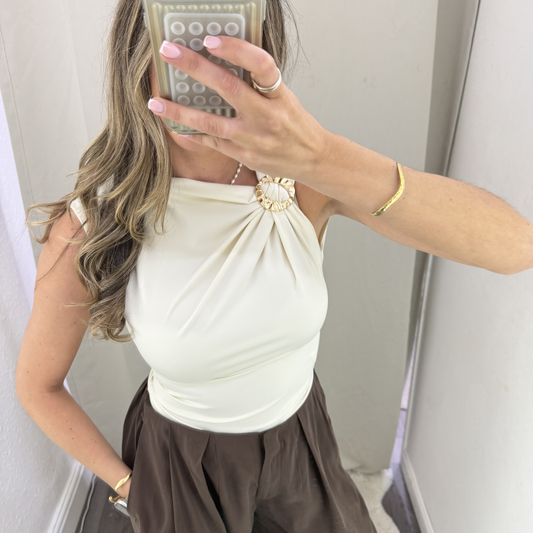 Gold Detail Cream Bodysuit
