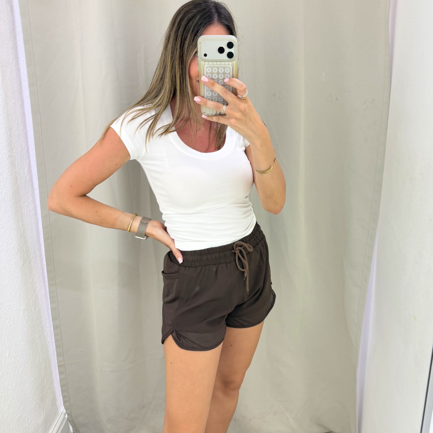 Brown runner shorts