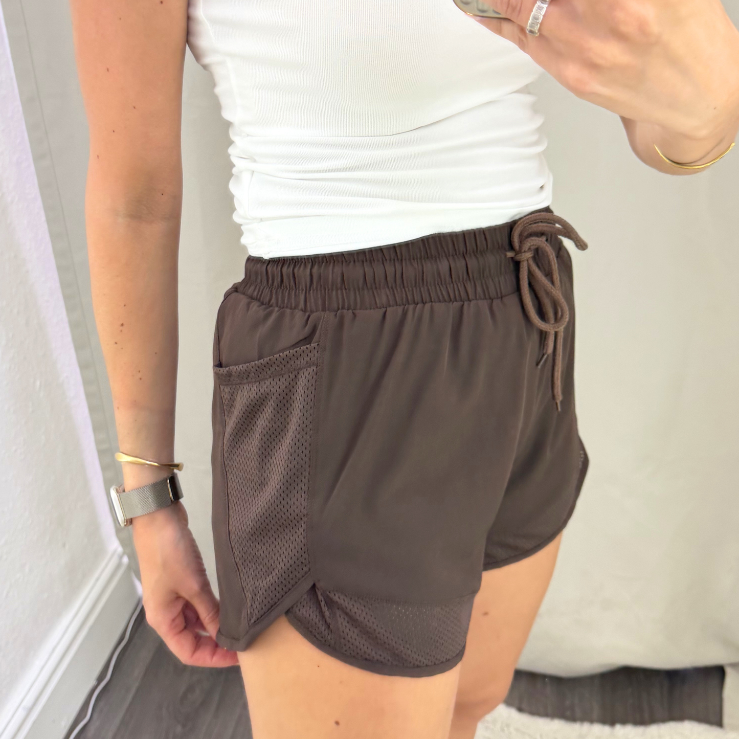 Brown runner shorts