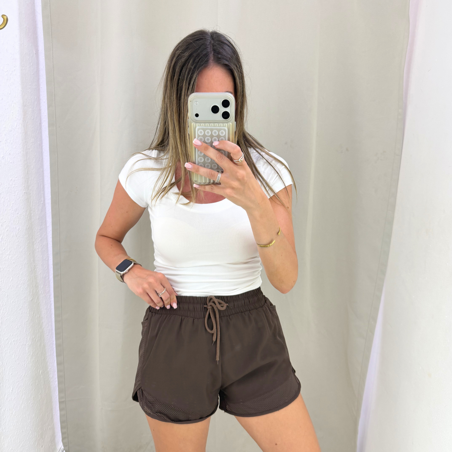 Brown runner shorts