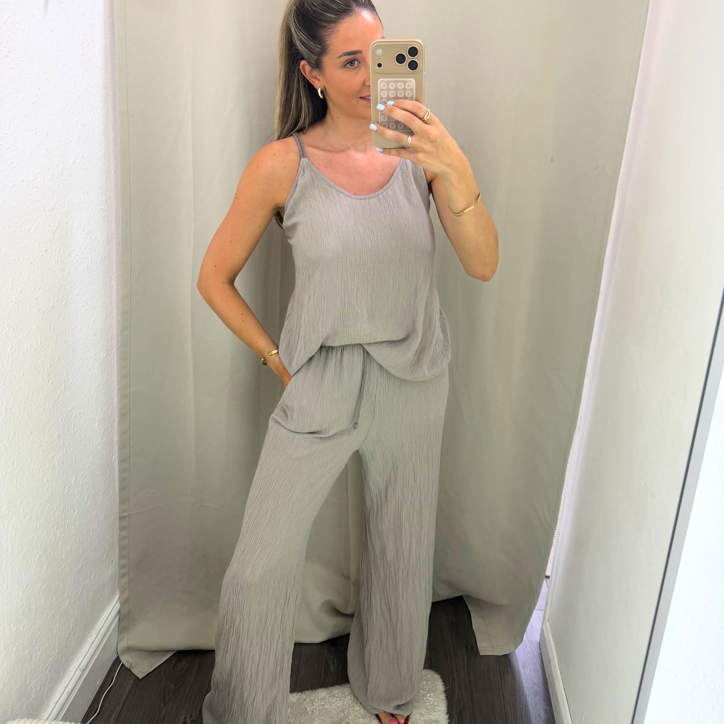 Grey Beaded Detail Co-Ord Set