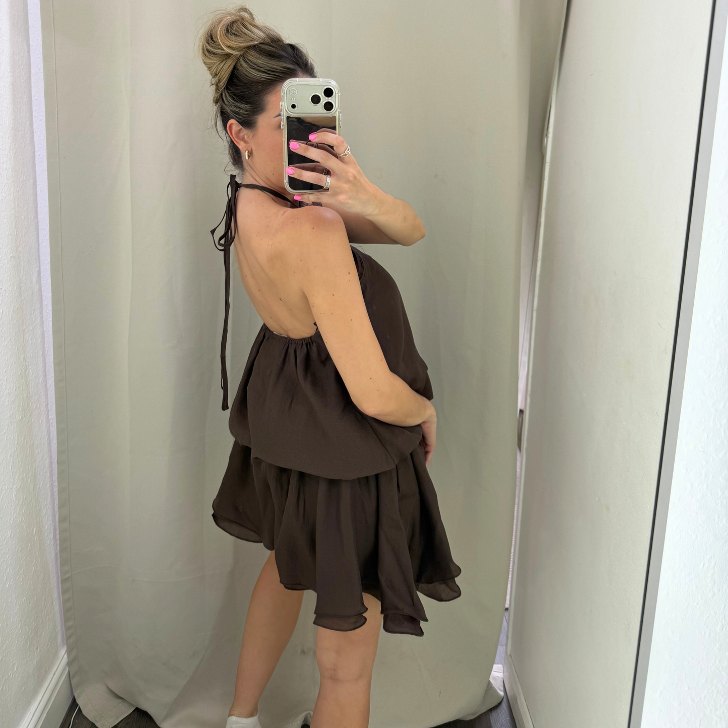Lace Trim Halterneck Mini Playsuit