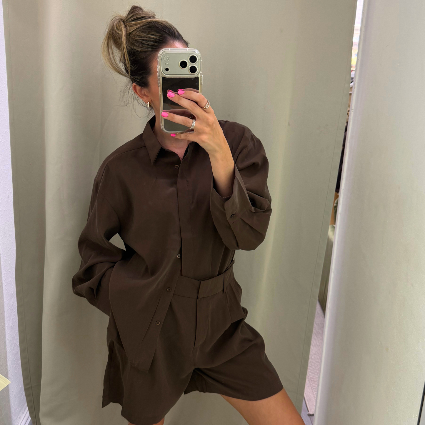 Brown button up shirt