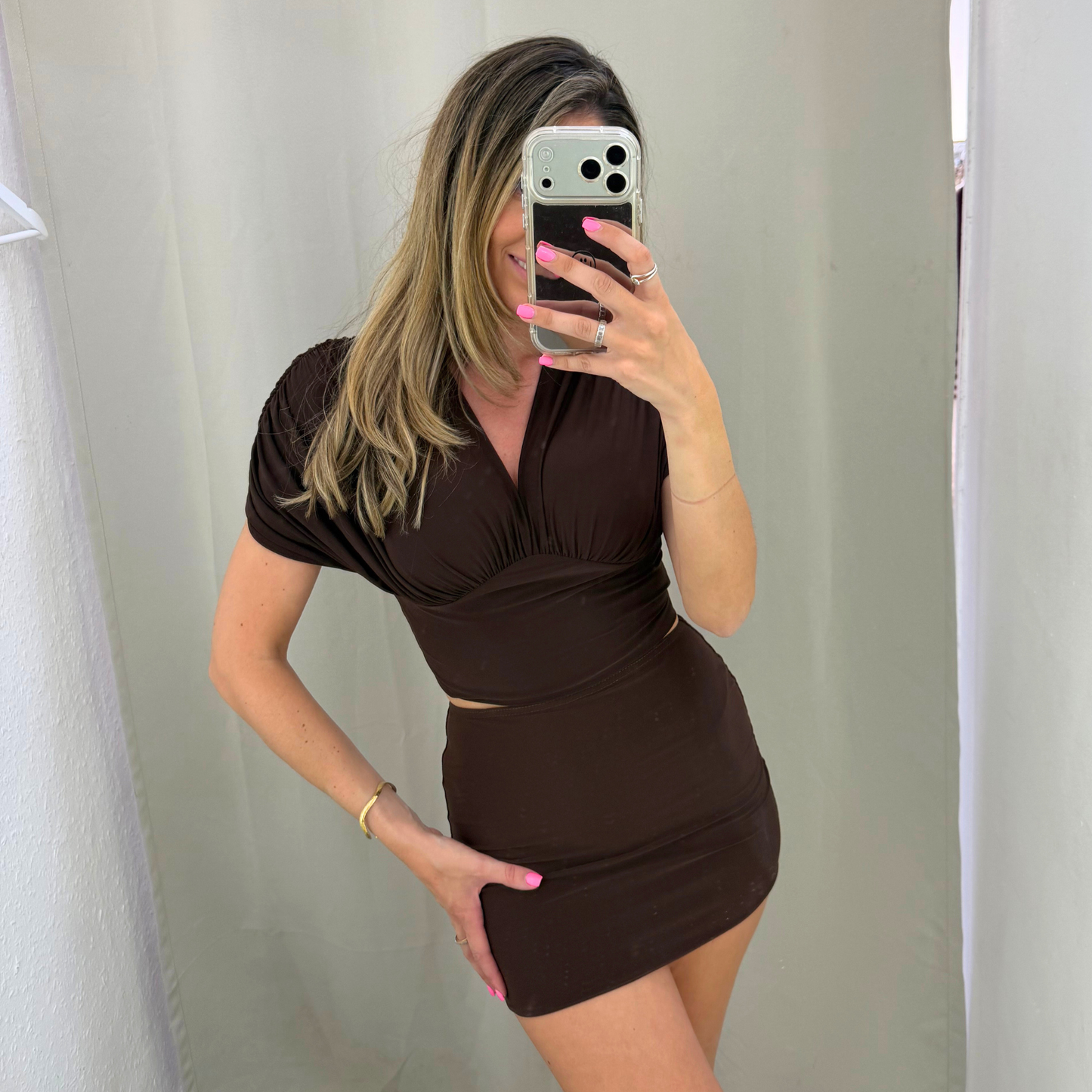 Chocolate Ruched Co-Ord Set