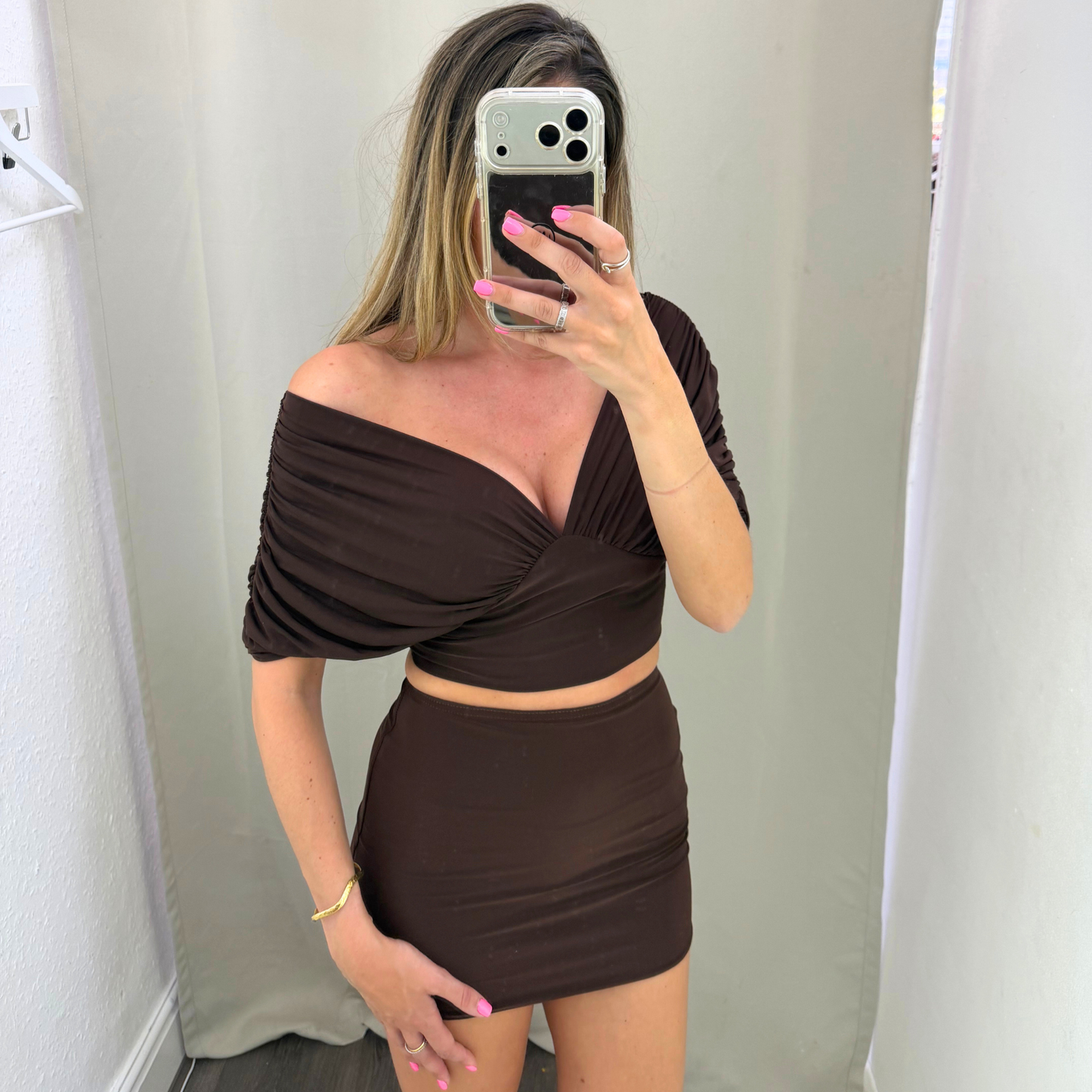 Chocolate Ruched Co-Ord Set