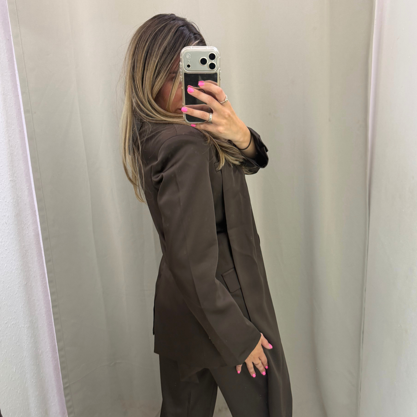 Chocolate Tailored Blazer with Scarf Tie