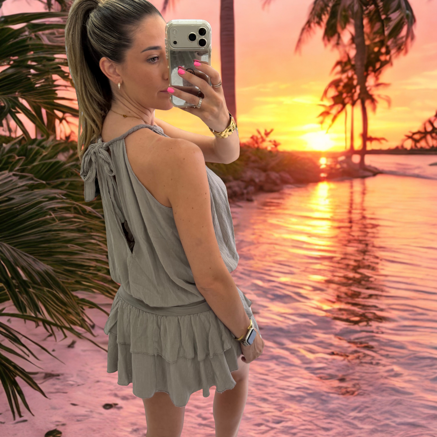 Grey Draped Halter Playsuit
