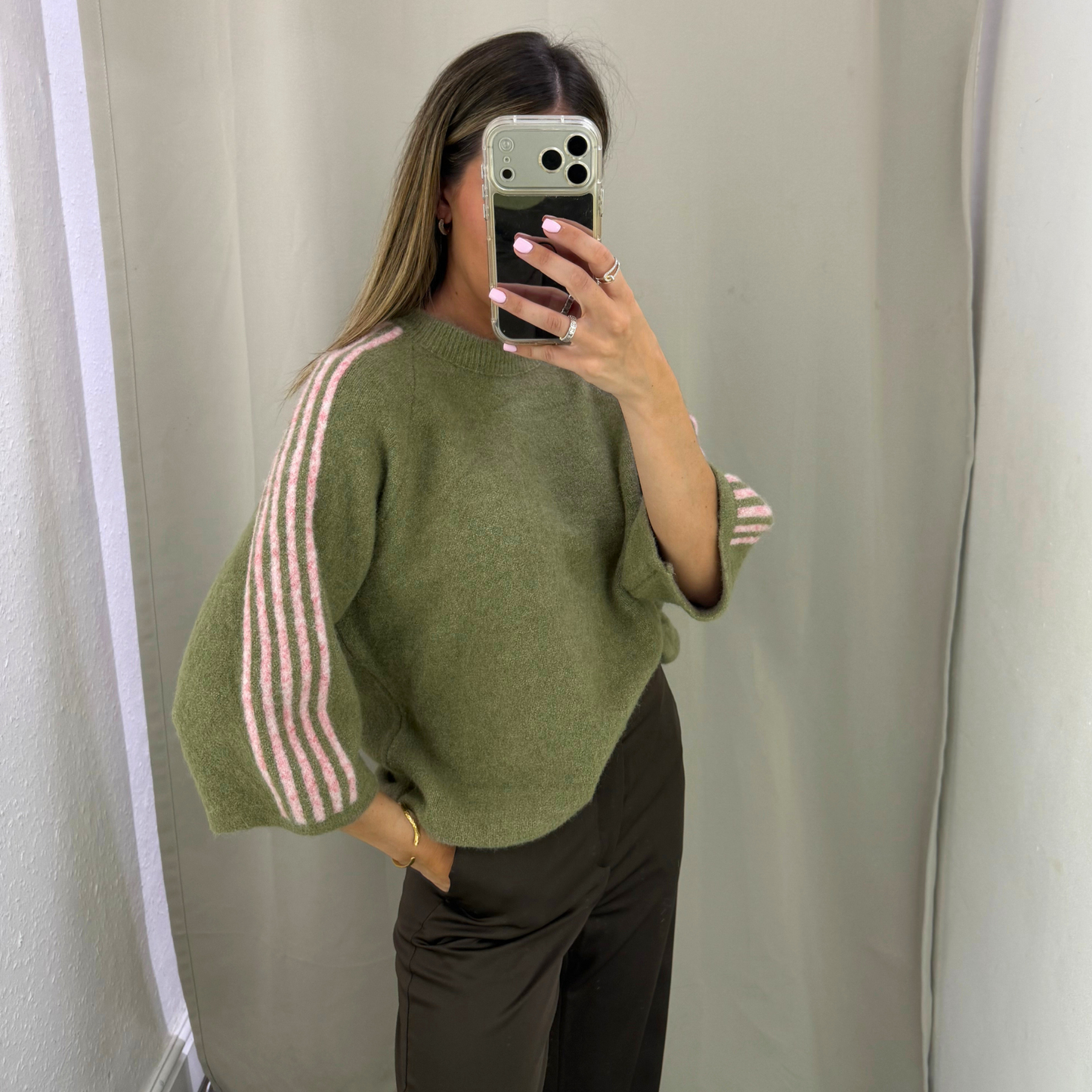 Stripe Sleeve Knit Jumper