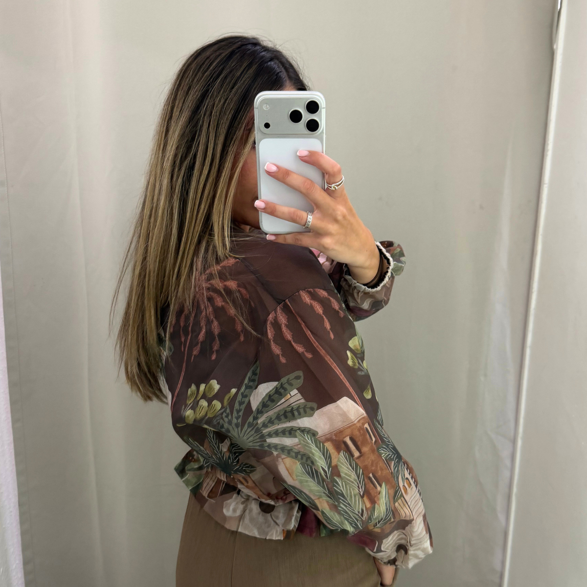 Printed sheer bomber jacket