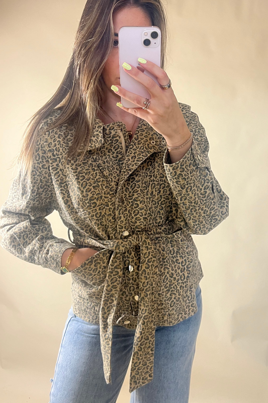 Leopard denim shacket