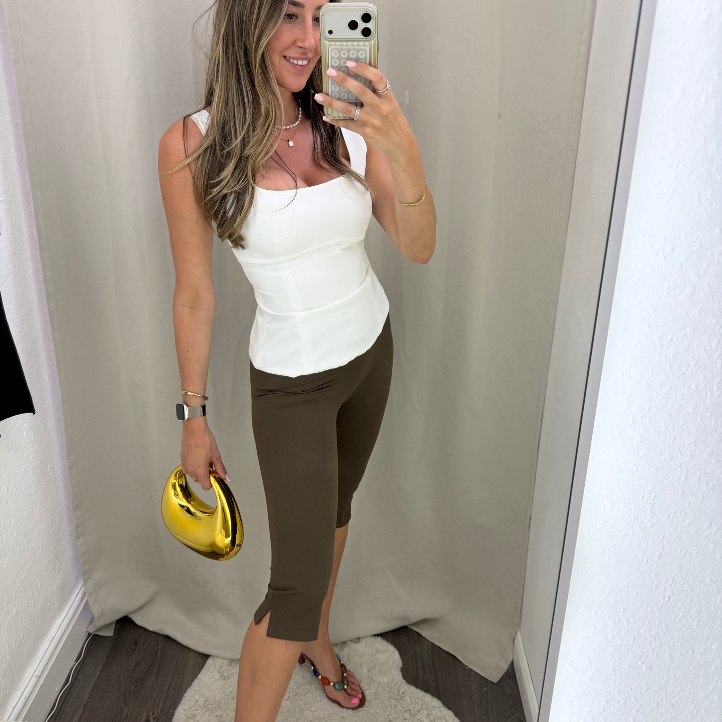 Seamless Capri Leggings - Black & brown