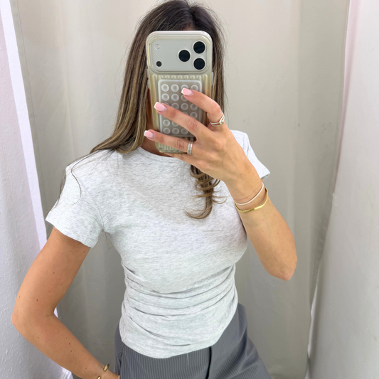 Marl Grey Ruched cinched t-shirt