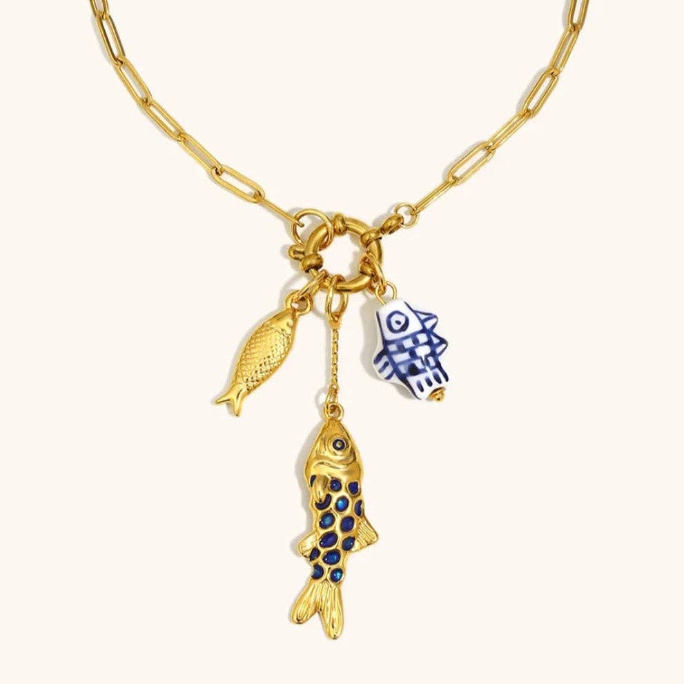 Blue Fish Pendant Necklace