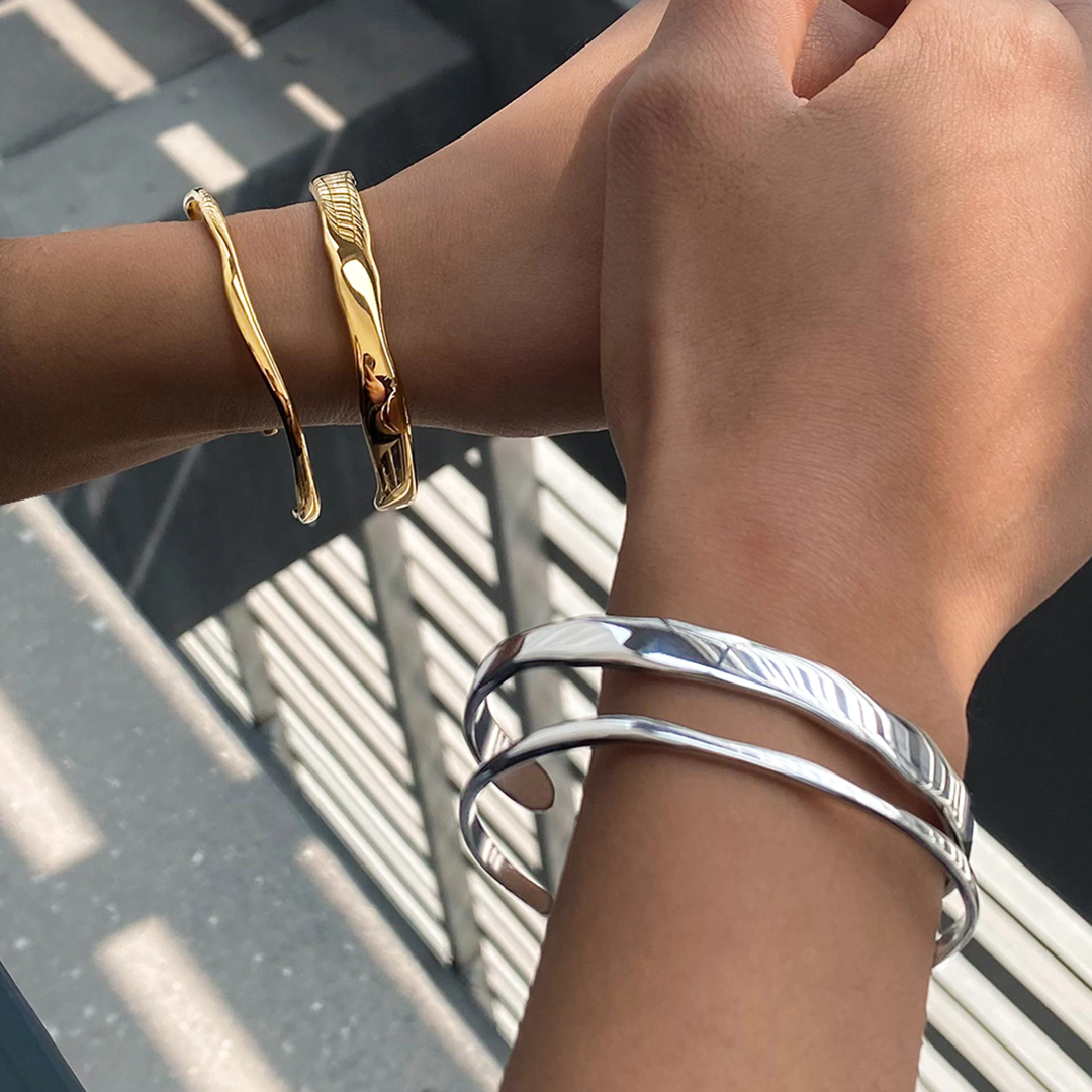 Rugged Bracelet Cuff - Gold or Silver - 2 Sizes