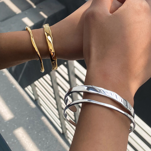 Rugged Bracelet Cuff - Gold or Silver - 2 Sizes