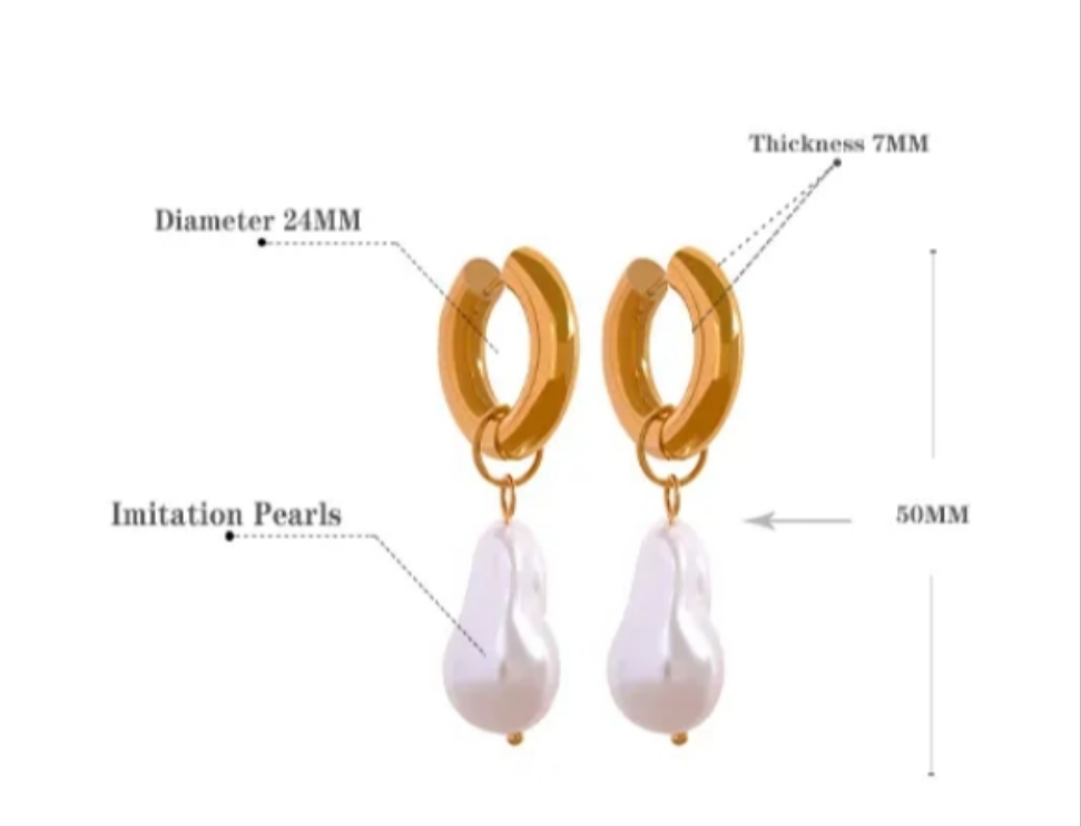 Large Pearl Hoop Earrings
