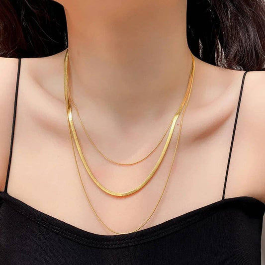Triple Snake Chain Necklace - Gold or Silver