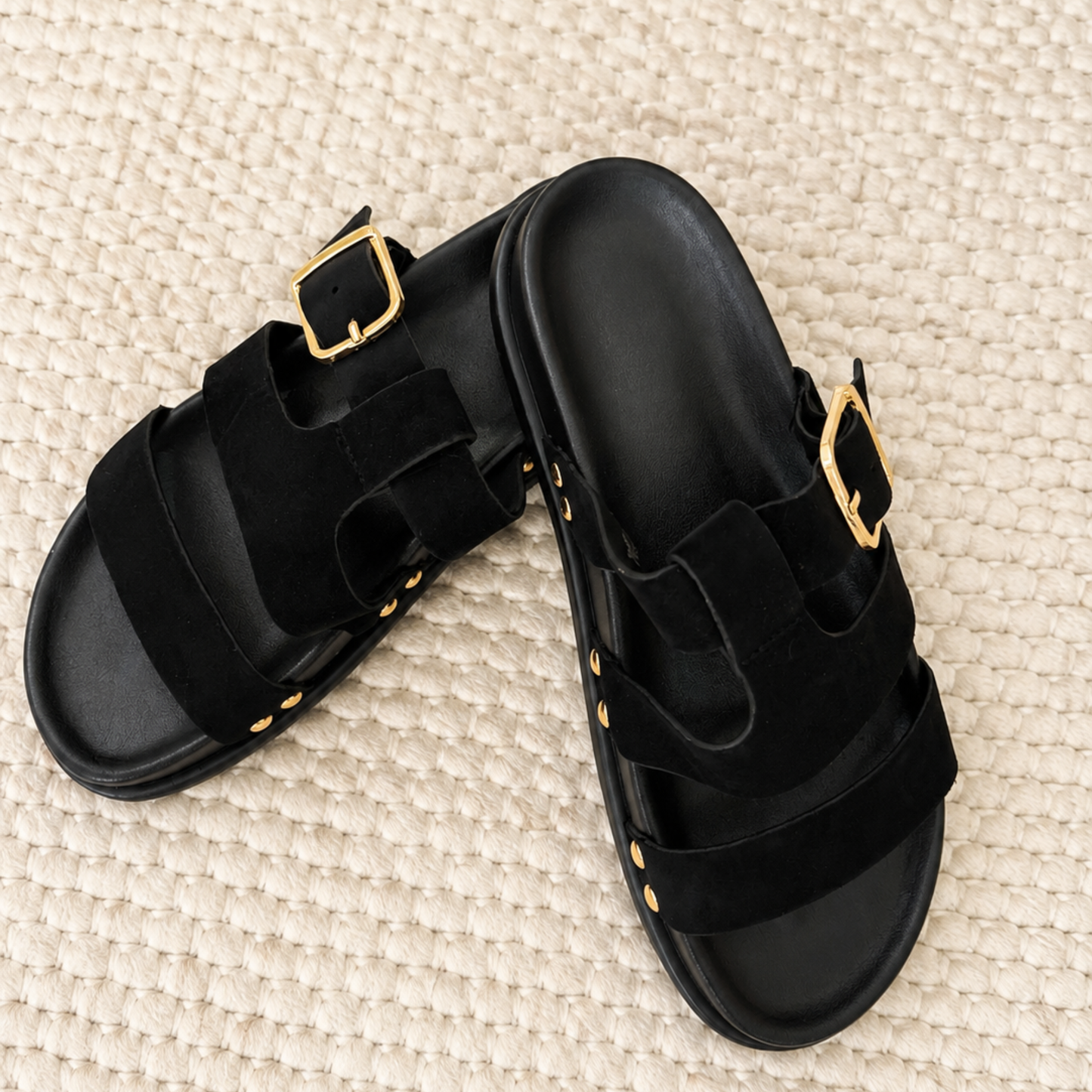 Black strap sandals