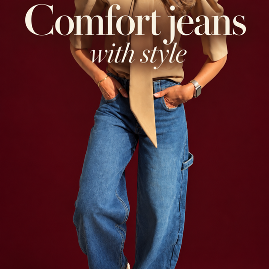 Blue Barrel Leg Jeans – Relaxed Fit Wide Leg Denim