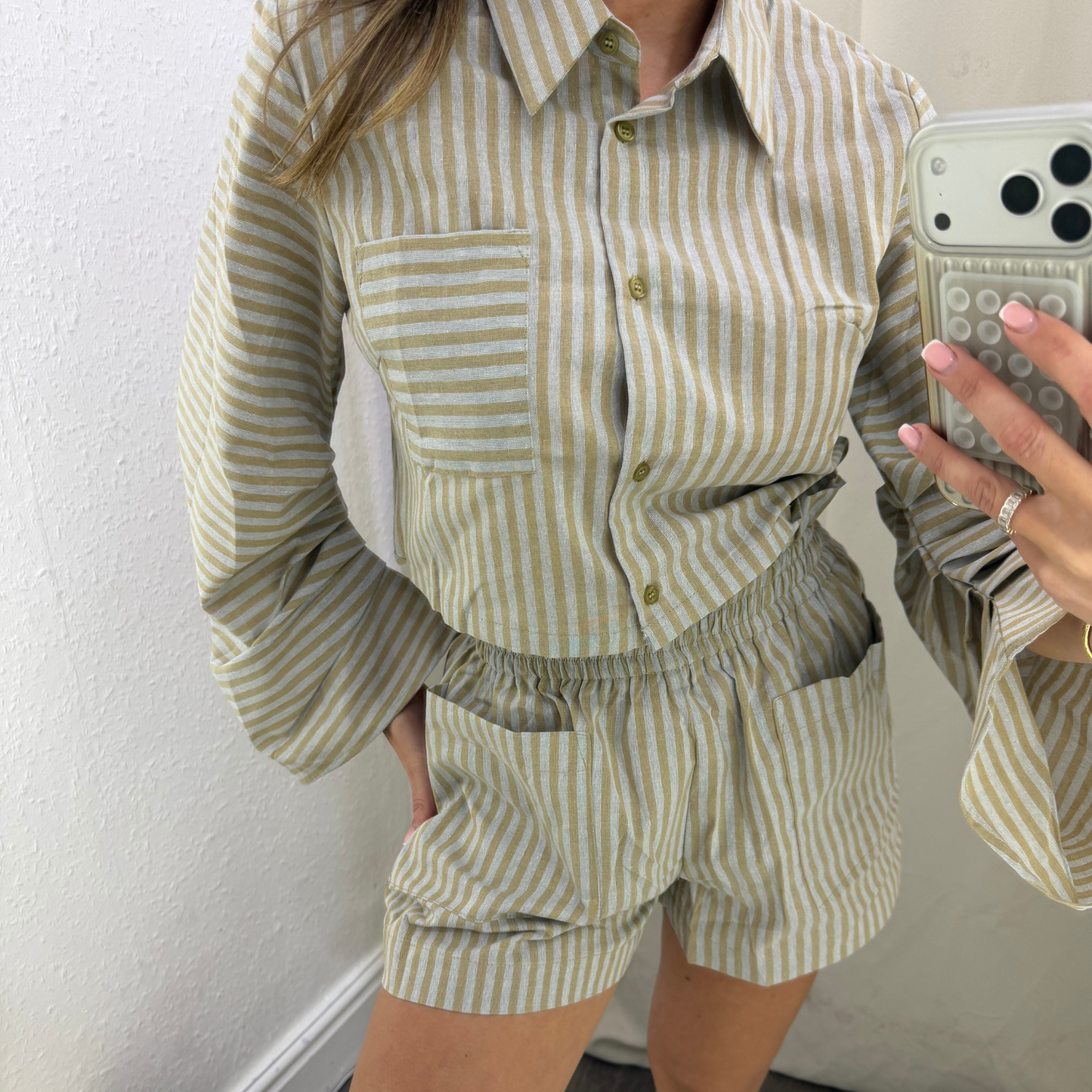 Striped Relaxed Shirt – Sand