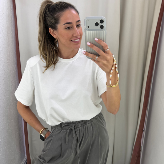 Shoulder Padded t-shirts- Brown or White