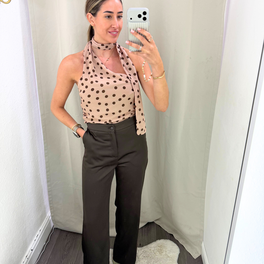 Chocolate Satin Tailored Trousers