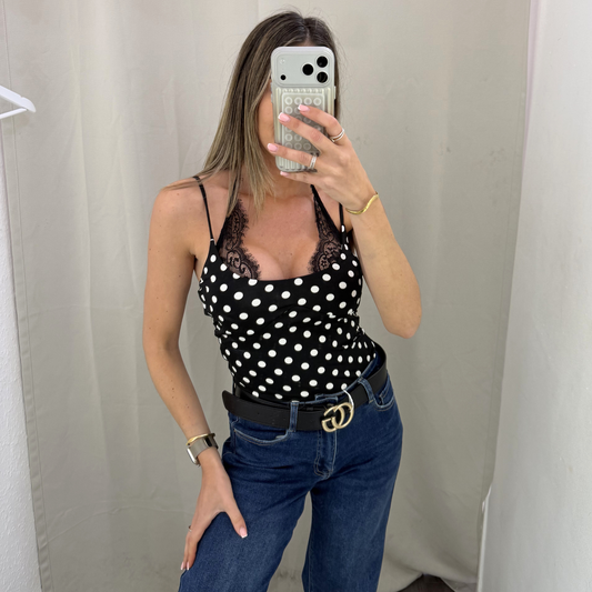 Polka Dot Lace Bodysuit