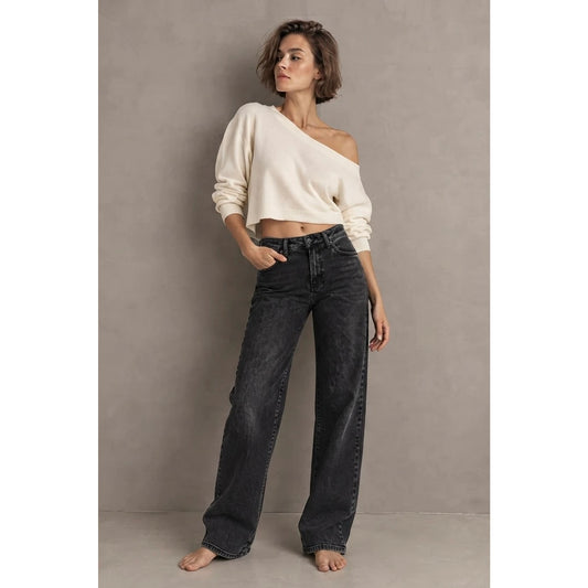 Graphite mid rise wide leg jeans view 1