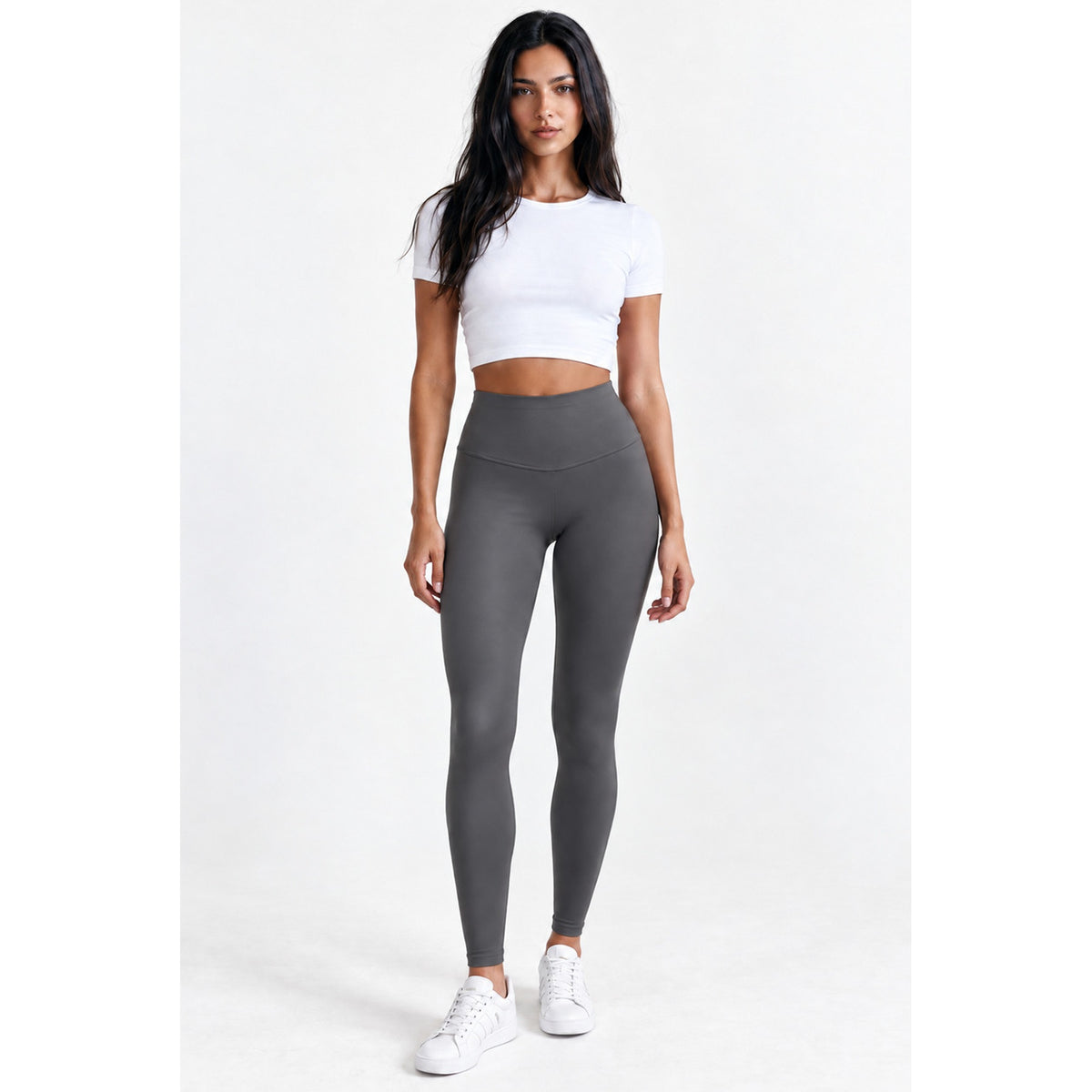 High Waisted Sports Energy Leggings – dark grey front