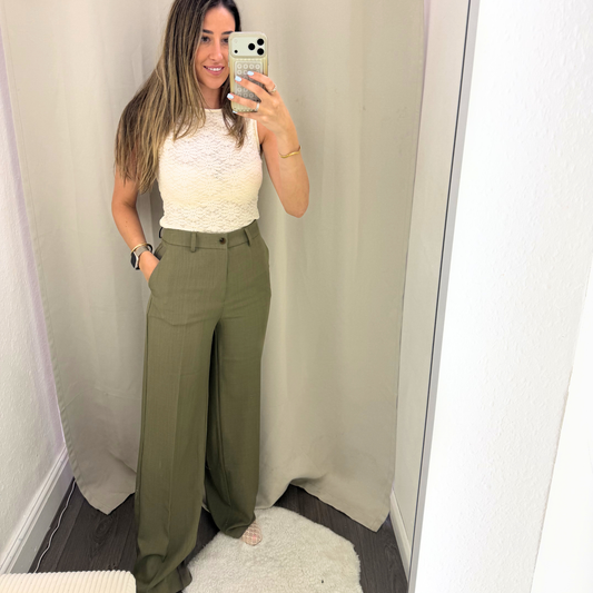 Tailored Green Khaki Trousers