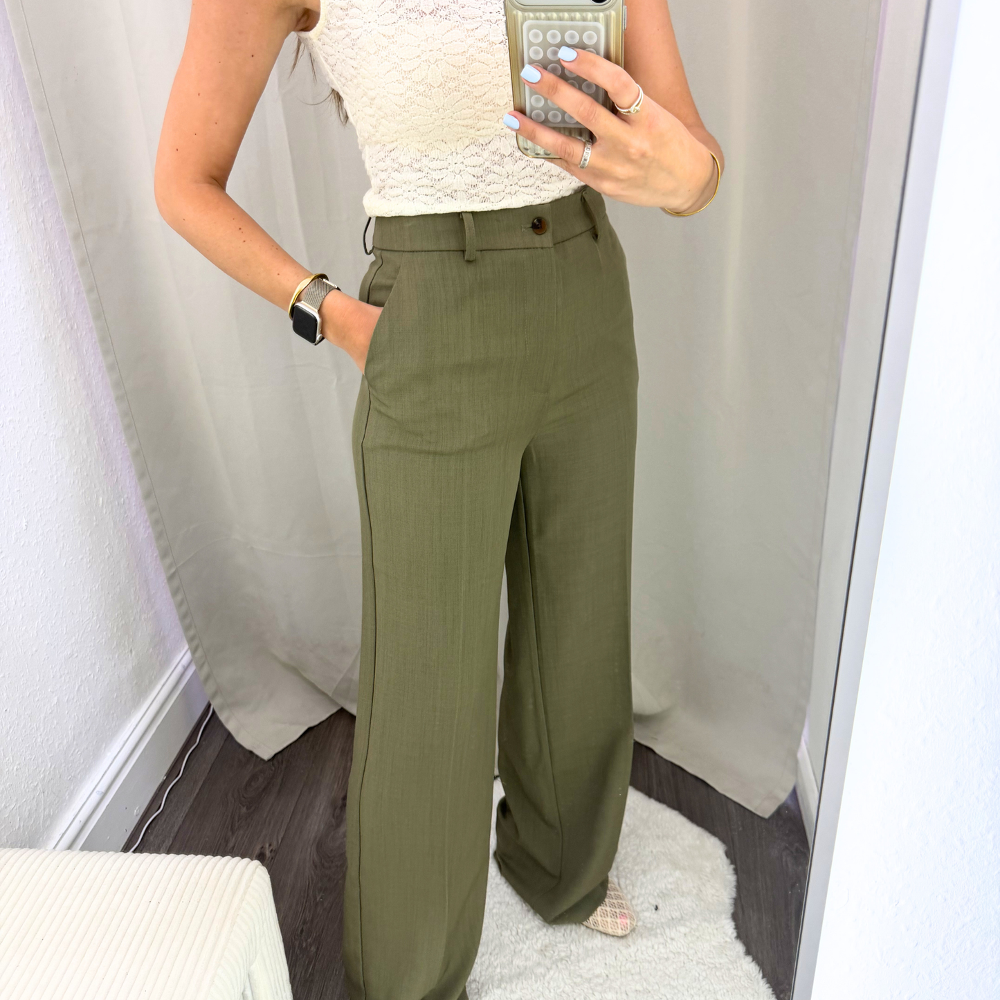 Tailored Green Khaki Trousers