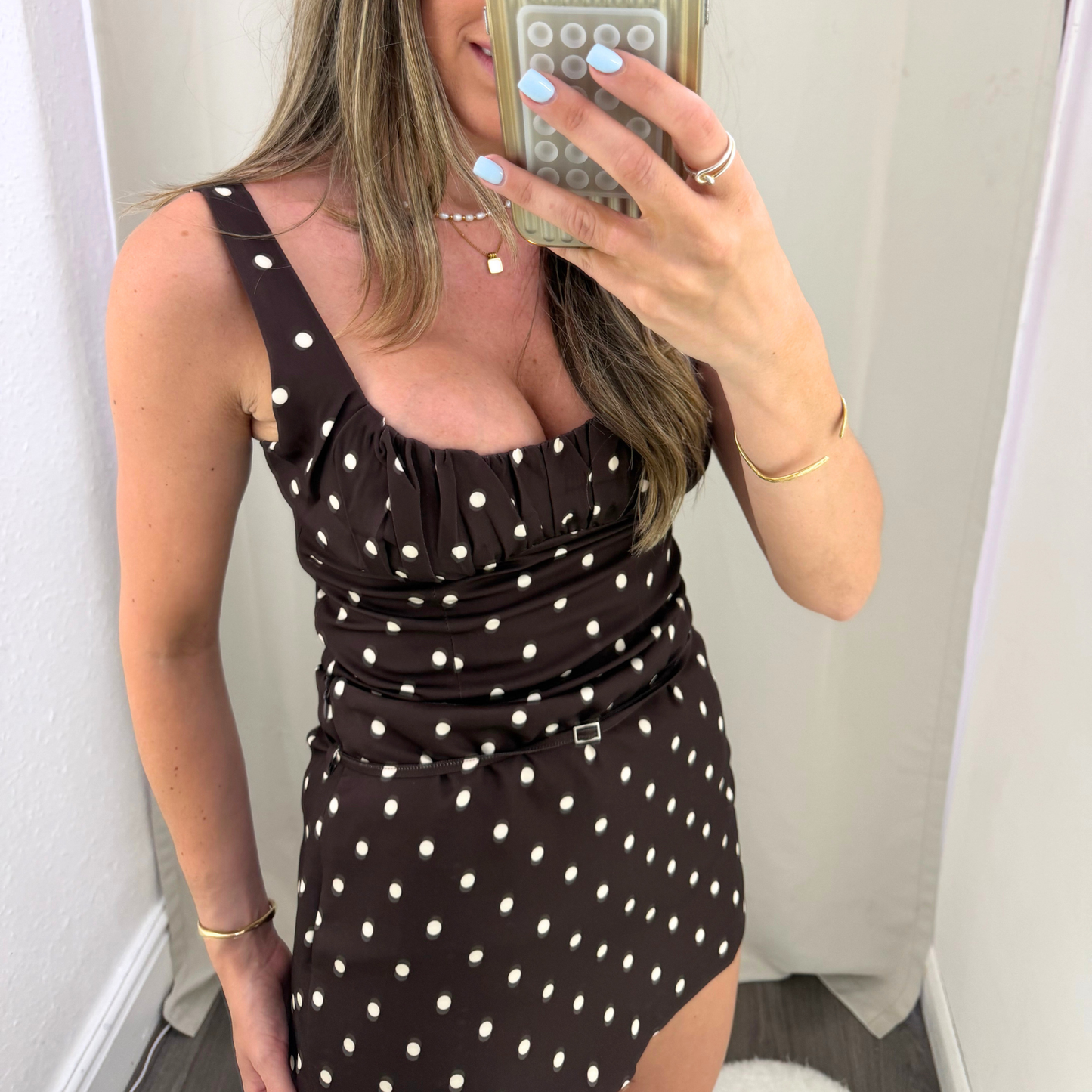 Chocolate polka dot top